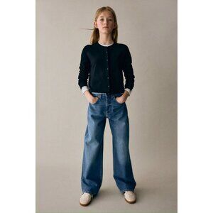 H&M Girls Wide Leg Jeans Size 14 Kids Denim Blue High Waist Adjustable Waist